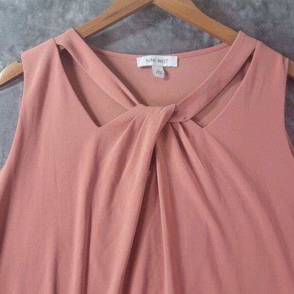 Nine‎ West Womens Sleeveless Knot Front Top Large Pink Workwear Career Vibes - Picture 6 of 8